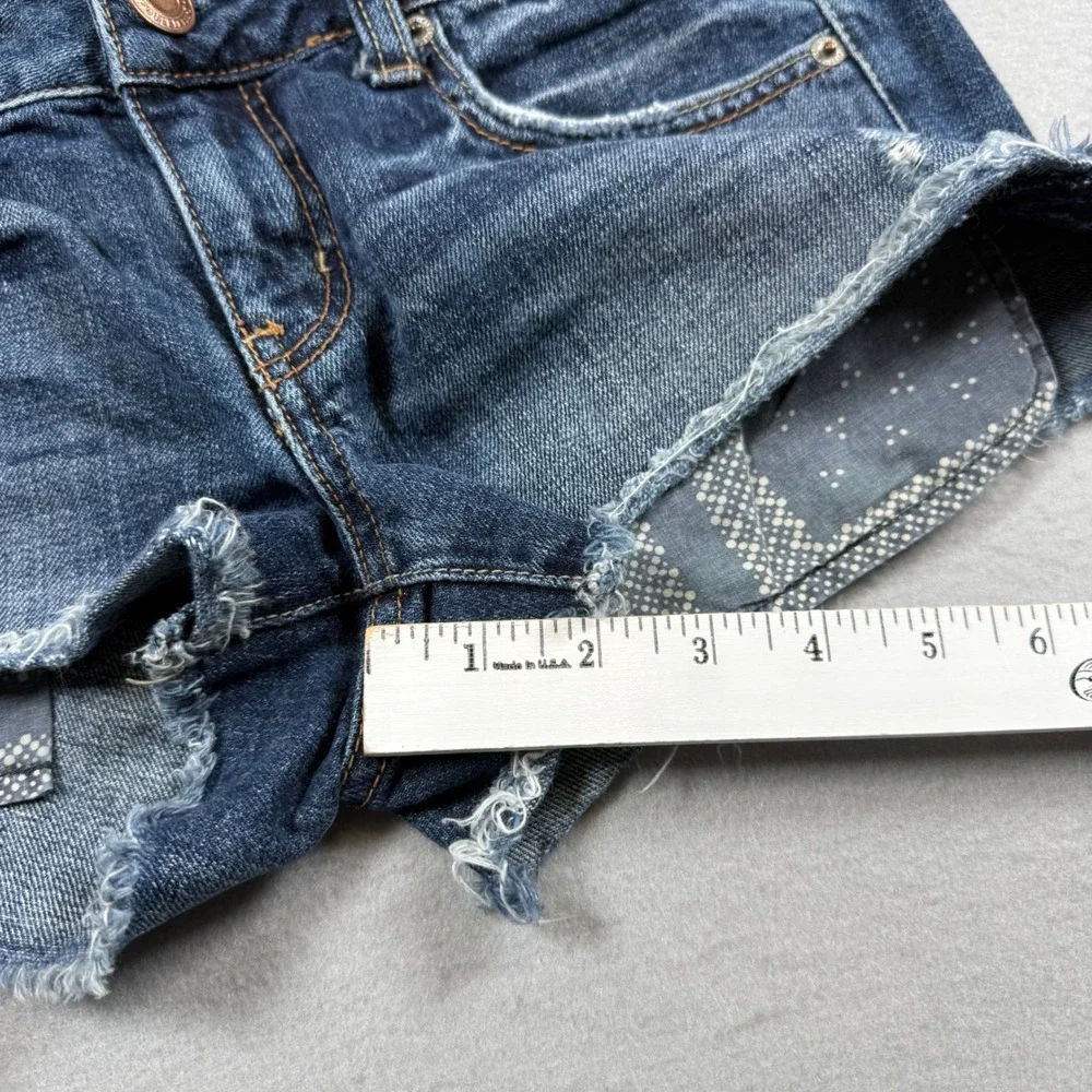 American Eagle AE Low Rise Micro Denim Shorts 4 Cut-Off Distressed Y2K Festival